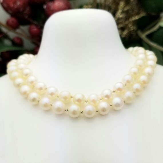Victorian Double Strand Freshwater Pearl Necklace… - image 2