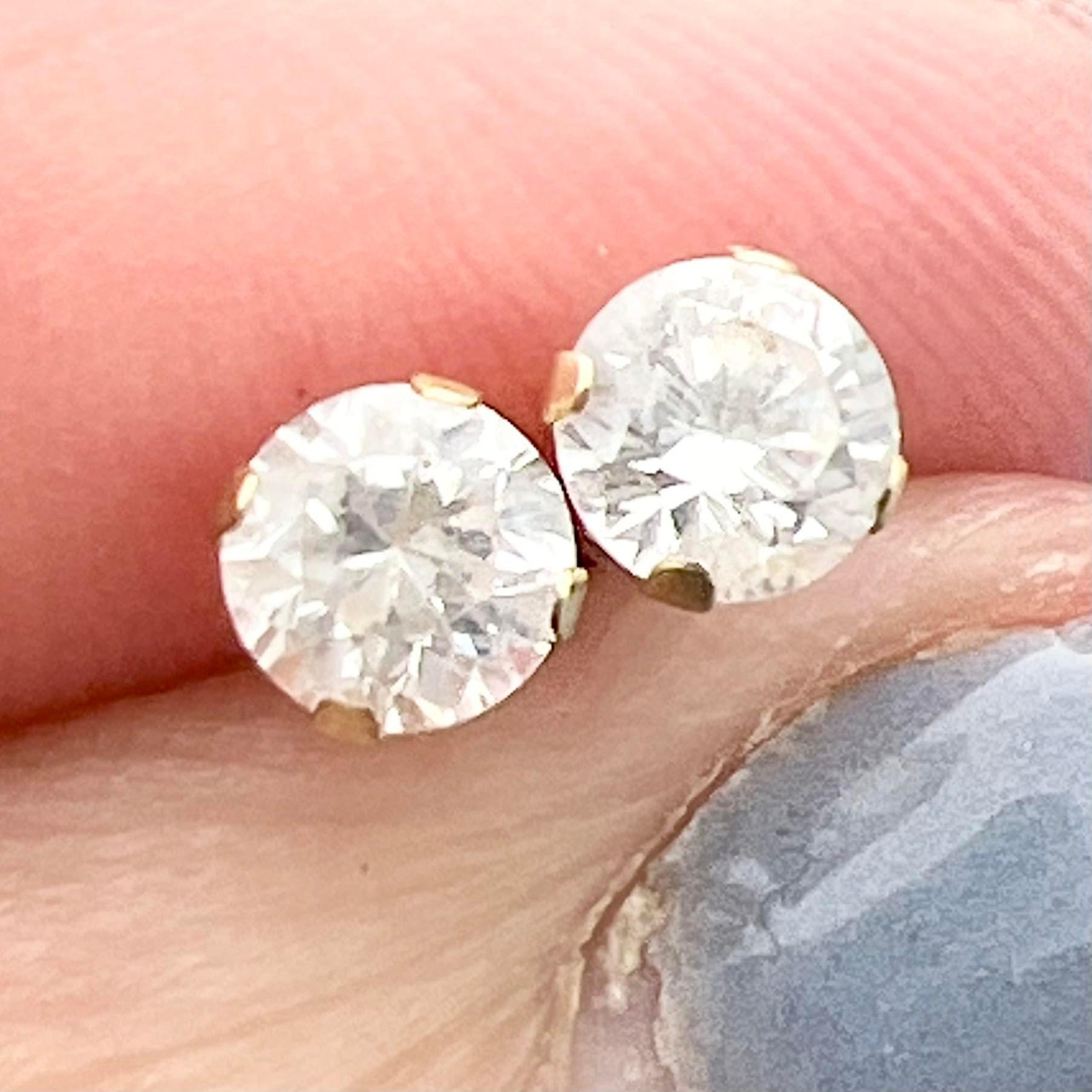 Boucles D'Oreilles Anciennes Style En Or 14k Avec CZ - 4.7g
