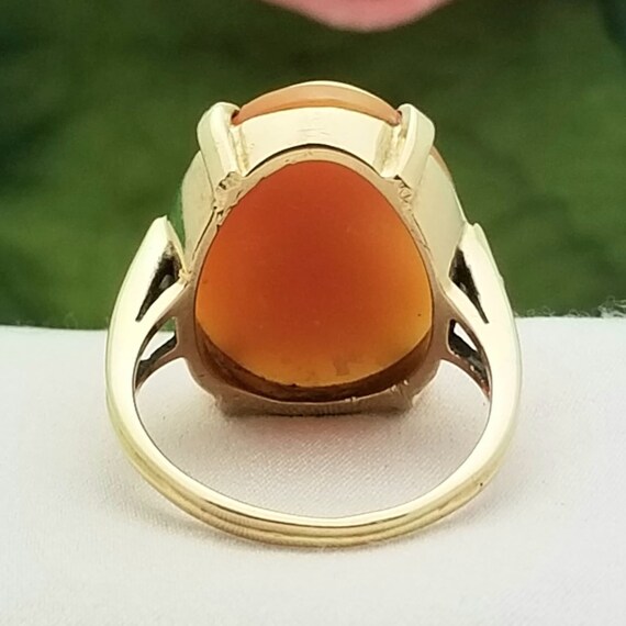 10K Gold Vintage Classic Cameo Ring-1900s-Hand Ca… - image 7
