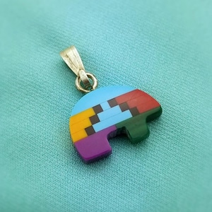 Turquoise Multi-Stone Native American Inspired Bear Charm-SS Bail-0.5" -Vintage