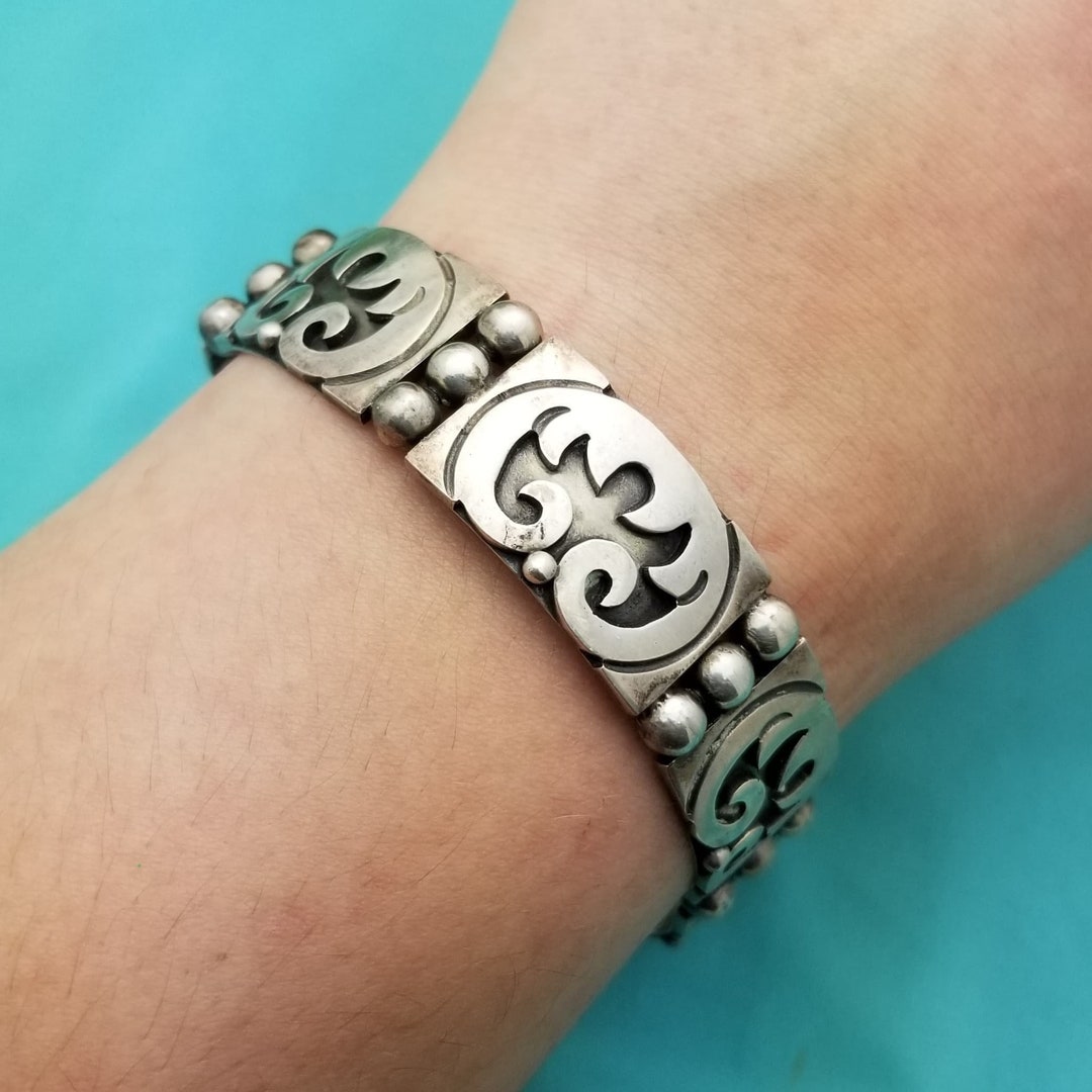 Jose Luis Flores Sterling Silver Vintage Bracelet-signed JLF
