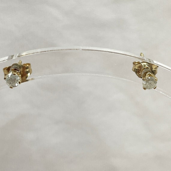 14K Gold Diamond Stud Earrings .10 TCW, Yellow Go… - image 6