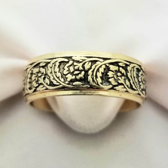 14K Wed-Lok Floral Wedding Band-Yellow Gold-6mm W… - image 3