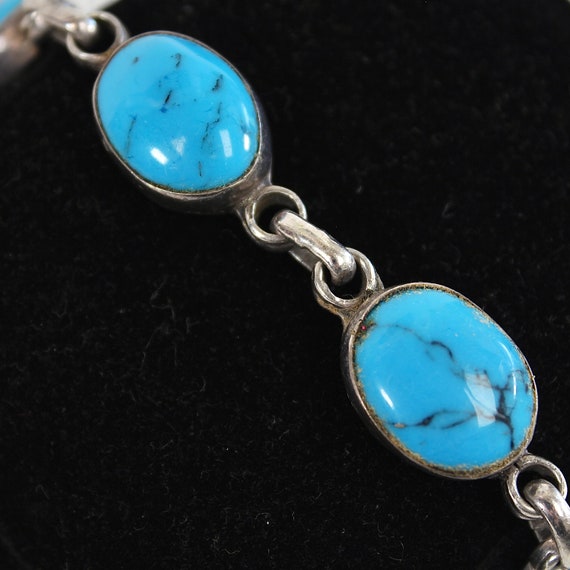 Sterling Silver and Turquoise Bracelet, Vintage, 7