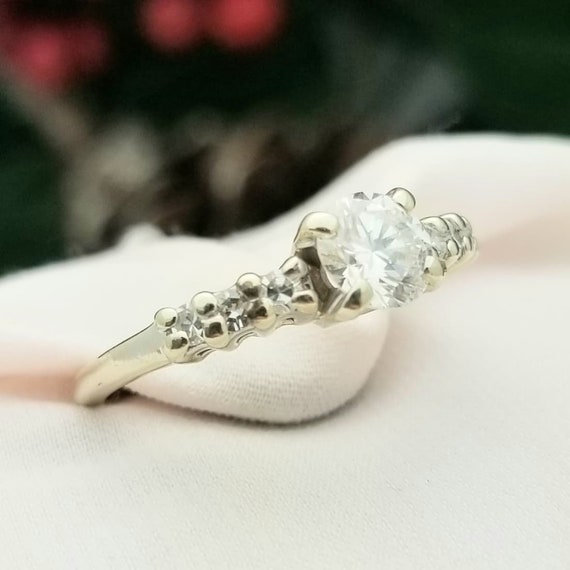 14K White Gold and 7 Stone Diamond Engagement Rin… - image 3