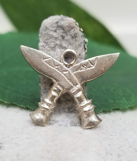 SS Crossing Swords Estate Charm,Vintage Jewelry,Sw