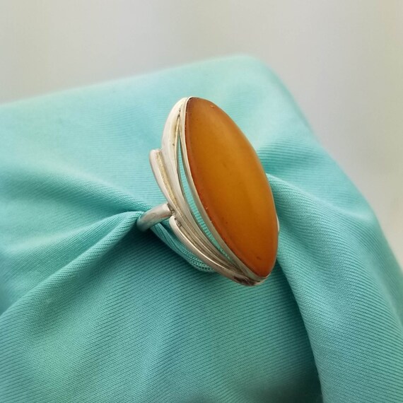 Sterling Silver and Dominican Amber Ring, Size 5.… - image 2