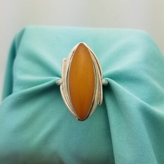 Sterling Silver and Dominican Amber Ring, Size 5.… - image 1