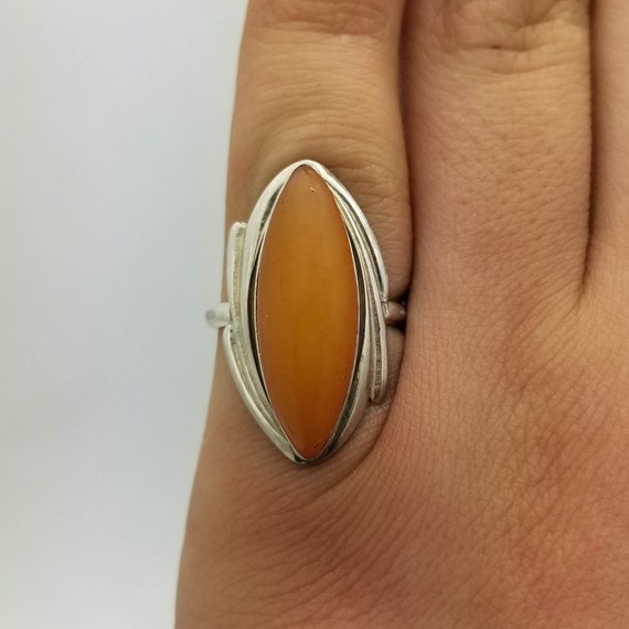 Sterling Silver and Dominican Amber Ring, Size 5.… - image 3