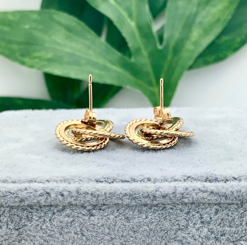 14K Yellow Gold Triple Knot Earrings Vintage Estate Love Etsy