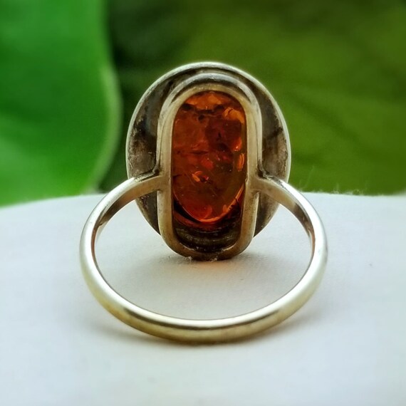 Silver LARGE Oval Baltic Amber Ring-Sterling-Natu… - image 7
