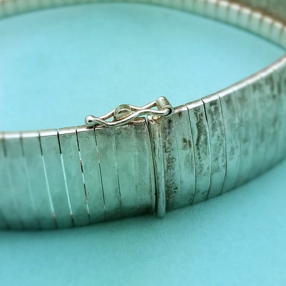 Silver .7" Wide Bracelet-925-Sterling-Flexible-Te… - image 5