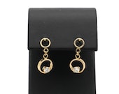 Vintage 1990’s 14K Yellow Gold Cubic Zirconia (.34 TCW) Drop Earrings -.8” Long