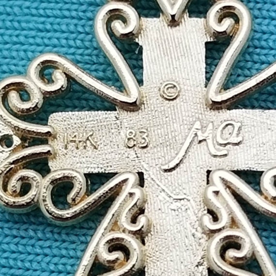 14K Yellow Gold Cross Pendant, Vintage, Delicate,… - image 3