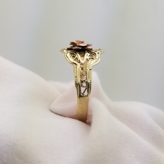 10K Rose and Yellow Gold Filigree Ring, Vintage, … - image 8