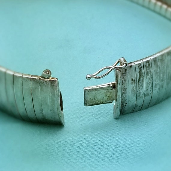Silver .7" Wide Bracelet-925-Sterling-Flexible-Te… - image 3