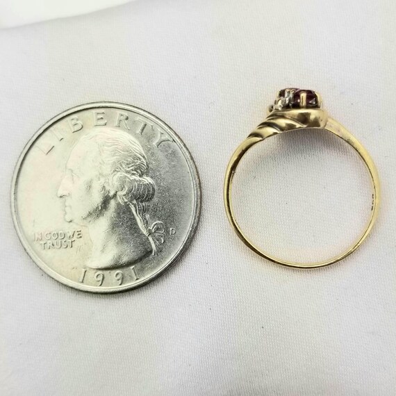 10K Round Ruby and Diamond Bypass Ring-Yellow Gol… - image 10