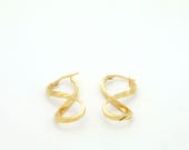 Vintage 1980’s 14K Yellow Gold Figure 8 Hoop Hinged Earrings – 1.2” Long