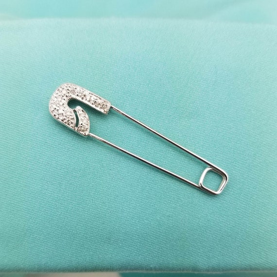 Diamond safety pin brooch sale