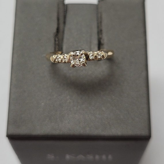 14K Yellow Gold Vintage Diamond Engagement Ring, 0
