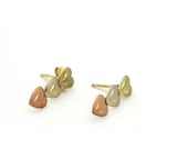 Vintage 1980’s 14K Yellow, White, Rose Gold Triple Heart Drop Earrings-.50”Long