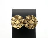 Beautiful Vintage 1980’s 14K Filigree Round Stud Earrings -.8” in Diameter