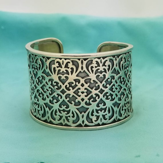 Vintage Sterling Silver Wide Celtic Design Cuff B… - image 1
