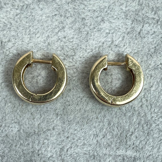 14K Genuine Ruby and Diamond Huggie Earrings, 5/8… - image 6