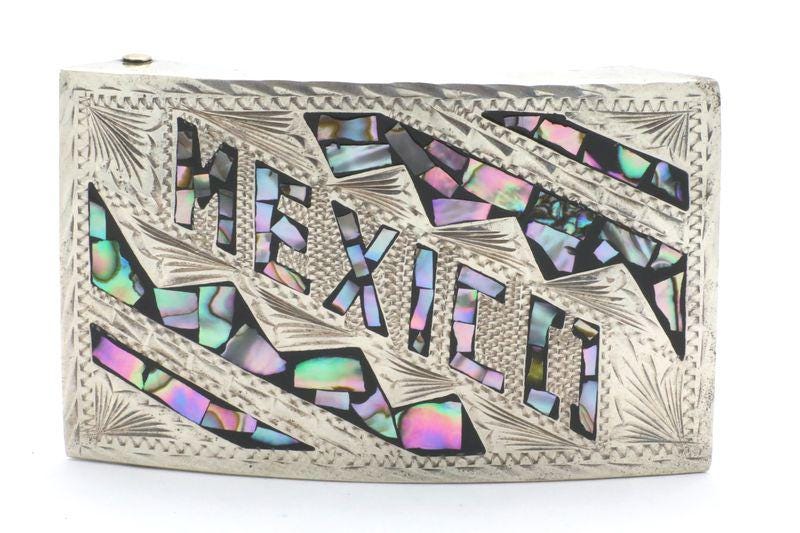 Vintage 1970's Sterling Silver Mexico Mother of Pearl Inlay