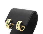 Vintage 1970’s 14K Yellow Gold Small Hoops w/ Emerald Accents Earrings-.6” Dia