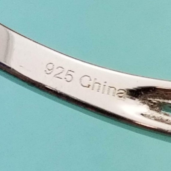 Vintage Silver Simulant Sapphire and CZ Halo Spli… - image 8