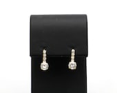 Vintage 1990’s 14K Yellow Gold Cubic Zirconia (.57 TCW Each) Hoop Earrings-.6” L