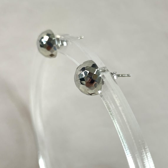 Sterling Silver Disco Ball Sparkle Earrings, 10mm Half Bead Studs, Estate