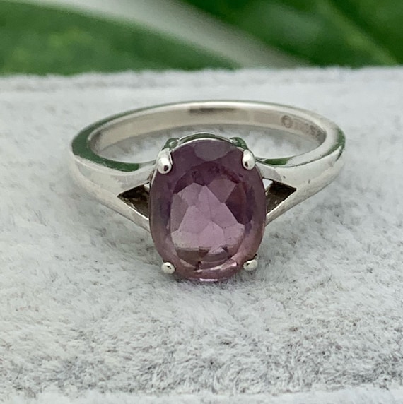 SS Oval Amethyst Estate Ring,Vintage Ring,Sterling