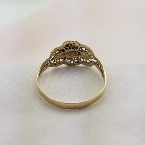 10K Rose and Yellow Gold Filigree Ring, Vintage, … - image 9