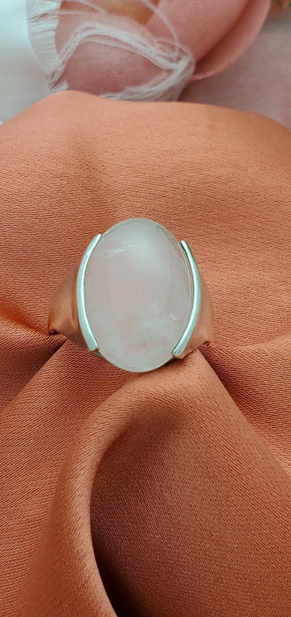Sterling Silver and Pink Quartz Cocktail Ring-Ster