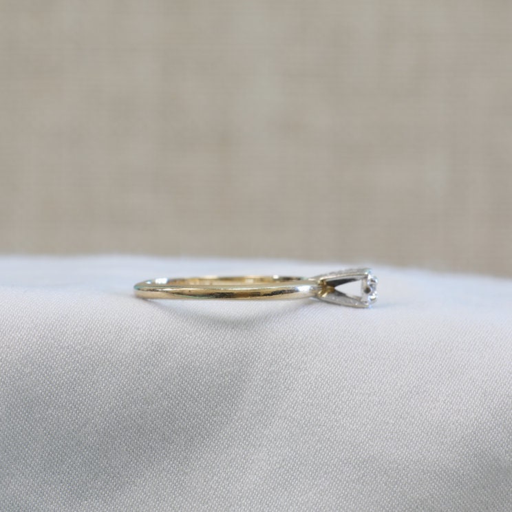 10K Yellow Gold Vintage Engagement Ring, Solitaire Diamond 10K Yellow Gold Vintage Engagement Ring, Solitaire Diamond