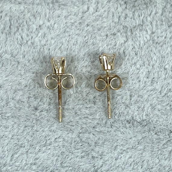 14K Gold Diamond Stud Earrings .10 TCW, Yellow Go… - image 3