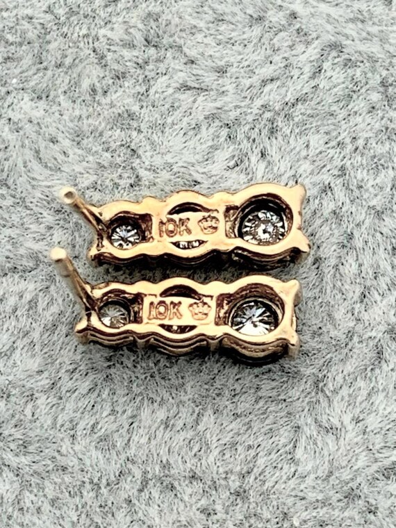 10K Gold Illusion Set Diamond Earrings- Vintage, … - image 7