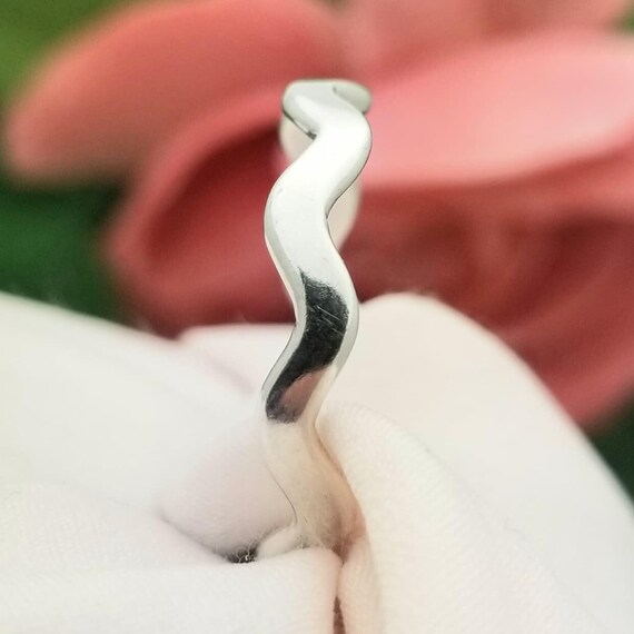Simple Silver Wavy Stackable Band-925-Sterling-So… - image 7