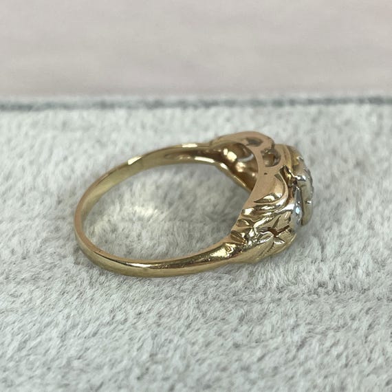 14K Diamond Engagement Ring, Vintage Classic 1940s, Yellow 