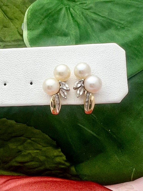 vintage pearl earrings 10k - Gem