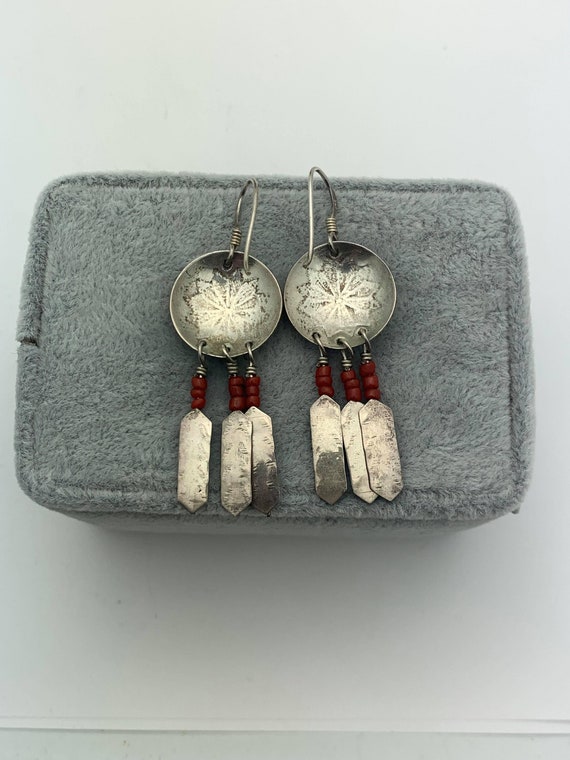 Native American Inspired Sterling Feather & Coral… - image 6