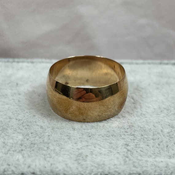 18K Yellow Gold Wedding Band, 9mm Wide, Vintage, … - image 3