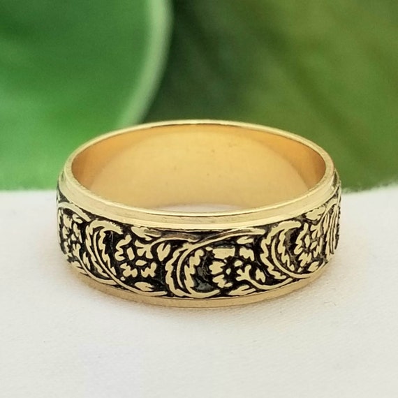 14K Wed-Lok Floral Wedding Band-Yellow Gold-6mm W… - image 7