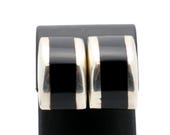 Mid Century Danish 1960’s Sterling Silver & Onyx Clip On Earrings-SUBSTANIAL