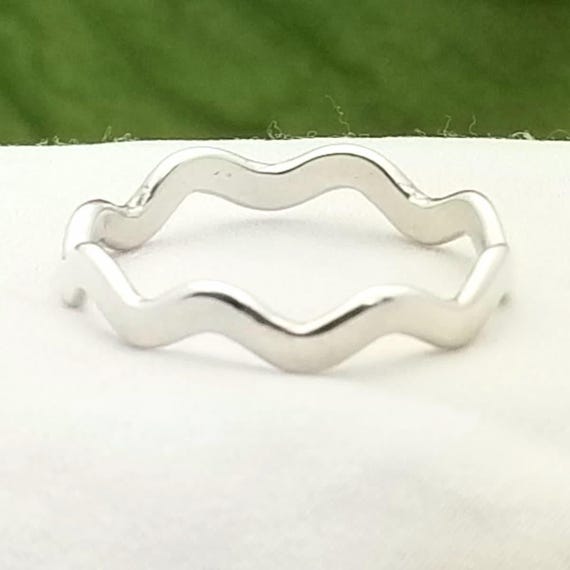 Simple Silver Wavy Stackable Band-925-Sterling-So… - image 5