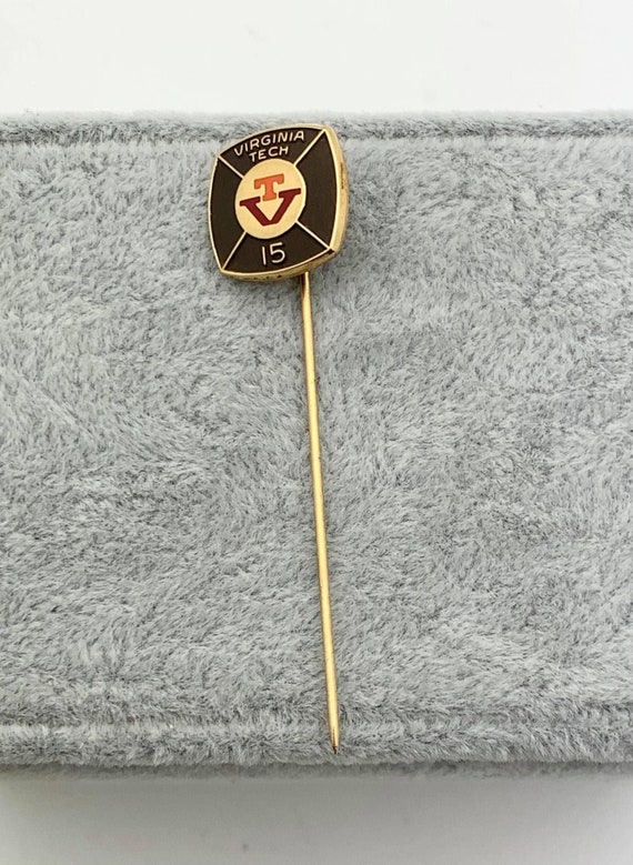 10K GF Virginia Tech Enamel Pin- Vintage - 1/2" Wi