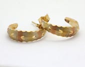 Vintage 1980’s 14K Yellow & Rose Gold Diamond Cut Half Hoop Stud Earrings