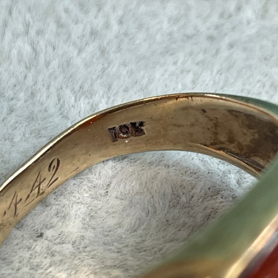 10K Gold Men's Carnelian Cameo Ring, Size 10, Car… - image 4